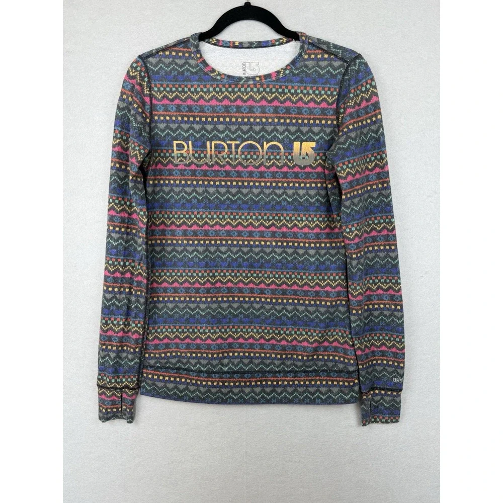 Burton Snowboard Dry Ride Mid Weight Thermal Base Layer Aztec Women's S Spellout